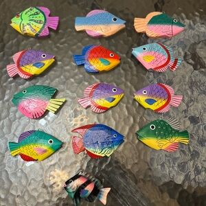 Colorful Fish Decorations With Built In Hooks. 3.5 inches/4inches